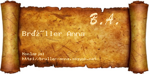 Brüller Anna névjegykártya